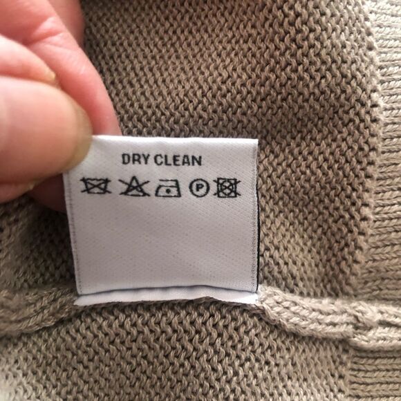 Per se Women’s Taupe Cream Sweater Size Large Long Striped Sleeves Size Large - Picture 7 of 8